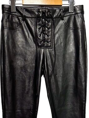 SHINESTAR Faux Leather Lace Up Pants Moto Rocker Alt Y2K